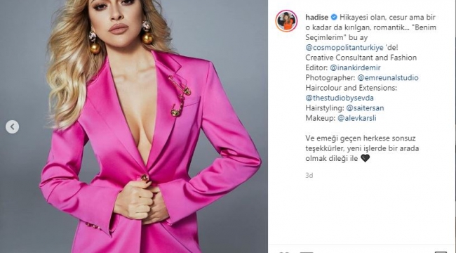 Güzel Şarkıcı Hadise Cosmopolitan'a konuştu, güzelliği ile göz doldurdu