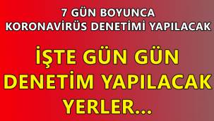 7 gün boyunca koronavirüs denetimi yapılacak! İşte gün gün denetim yapılacak yerler