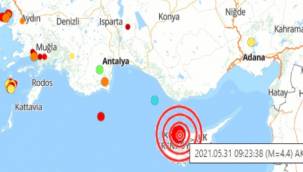 Akdeniz'de deprem meydana geldi