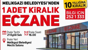 Melikgazi'de 1 adet eczane ihale ile kiraya verilecek