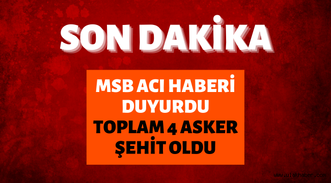 Acı haberi MSB duyurdu! Toplam 4 asker şehit oldu