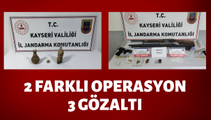 Kayseri Jandarmasından 2 operasyon, 3 gözaltı