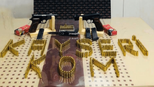 İş yerinden ruhsatsız tabanca ve mermiler çıktı