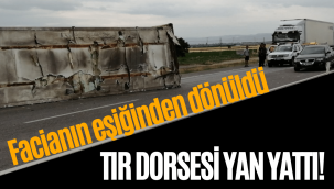 Yeşilhisar'da TIR dorsesi yerinden çıktı, faciadan dönüldü