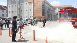 Erciyes Teknopark'ta yangın söndürme eğitimi verildi