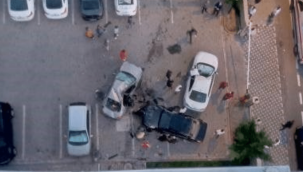 Kontrolden çıkan otomobil bahçeye uçtu