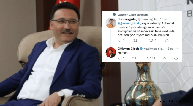 Vali Çiçek, sosyal medyadan gelen yardım isteğine kayıtsız kalmadı