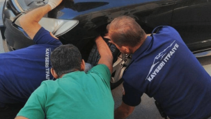 Araca sıkışan kediyi itfaiye ekipleri kurtardı