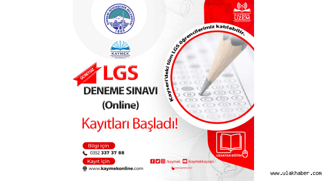 Büyükşehir, KAYMEK UZEM ile ilk kez LGS deneme sınavı gerçekleştirecek