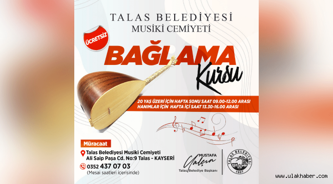 Talas Musiki Cemiyeti'nde bağlama kursu