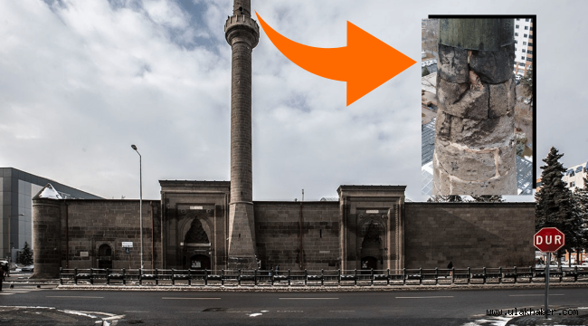 Hacı Kılıç Camii minaresi tehlike arz ediyor