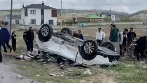 Takla atan otomobilde 2 kişi yaralandı