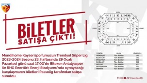 Kayserispor  - Antalyaspor maç biletleri satışa çıktı